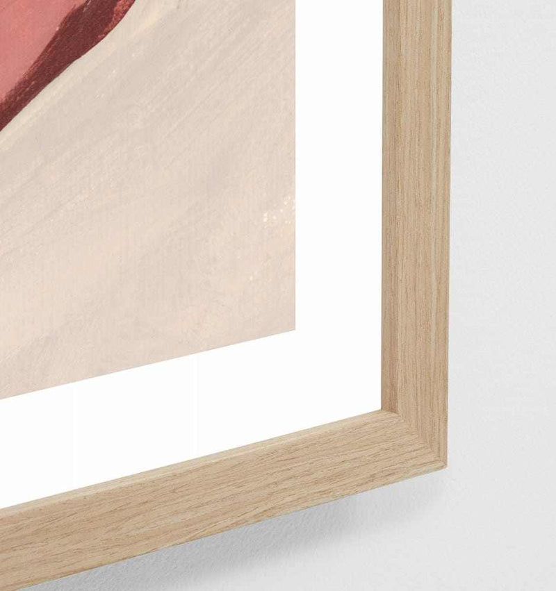 Close-up of Middle of Nowhere Mediterranean Alfresco Dusk 6 Print in oak frame with white border and glass protection