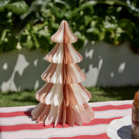 norsu Merry Merry Paper Tree, Blush/Cream styled on an outdoor Christmas table