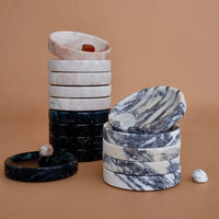 Black Blaze Linea small marble dish in pink and black with smooth edges for serving or display