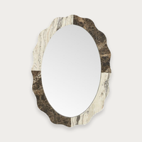 GlobeWest Rufus Ondine Oval Wall Mirror - Multi Travertine - Emperador