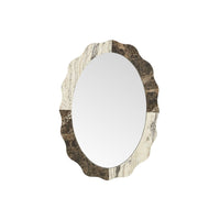 GlobeWest Rufus Ondine Oval Wall Mirror - Multi Travertine - Emperador