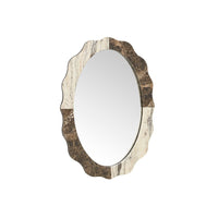 GlobeWest Rufus Ondine Oval Wall Mirror - Multi Travertine - Emperador