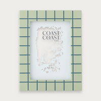 Monroe resin photo frame in mint and teal on a soft grey background
