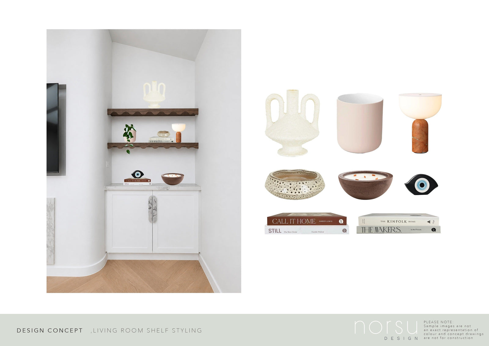 Living Room Shelves concept board