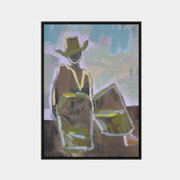 Marcia Priestley Chaps Moonshine limited edition canvas print in black stained timber frame
