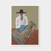 Marcia Priestley Chaps Prairie limited edition canvas print in white stained timber frame