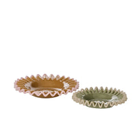 Amalfi Sigrid Frill Dish small green grey hand-blown glass trinket plate