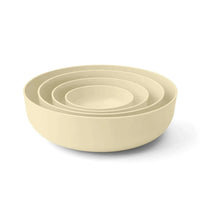 Set of beige Styleware nesting bowls in various sizes, BPA-free and microwave safe