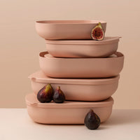 Blush nesting trays packed for a picnic