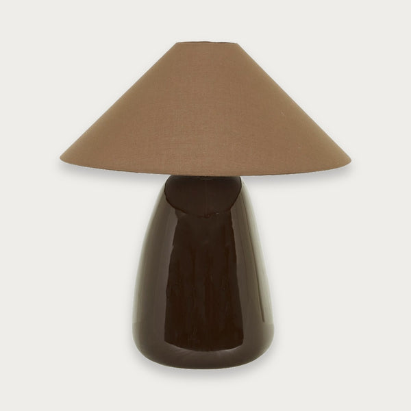 GlobeWest Lorne Pebble Table Lamp Coco/Saddle on norsu grey