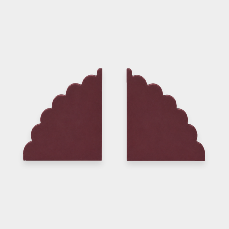 norsu Studio Acrylic Scalloped Bookends in Merlot — set of two clear acrylic cloud bookends