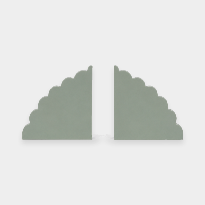 norsu Studio Acrylic Scalloped Bookends in Sage — set of two clear acrylic cloud bookends