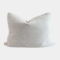norsu Studio Cushion Flax Boucle with White Leather piping 40x60cm lumbar cushion