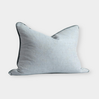 norsu Studio Cushion Lexus Duck Egg with Blue Leather Piping 40x60cm lumbar cushion