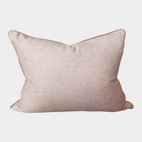 norsu Studio Cushion Lexus Rosewater with Blush Leather Piping 40x60cm lumbar cushion