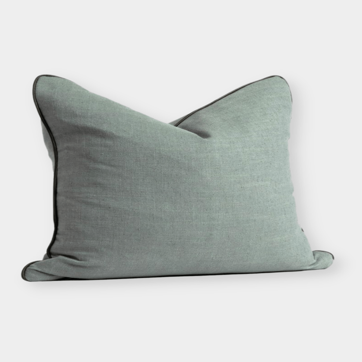 norsu Studio Cushion Lexus Seaglass with Olive Leather Piping 40x60cm lumbar cushion
