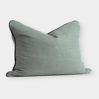 norsu Studio Cushion Lexus Seaglass with Olive Leather Piping 40x60cm lumbar cushion