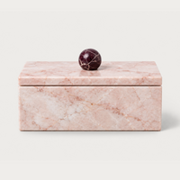 norsu STUDIO Duality marble jewellery box in blush pink with Rosso Levanto sphere handle