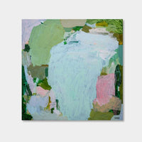 Limited edition abstract canvas print Finding Bliss by Vanni in soft pastel greens and pinks on satin canvas