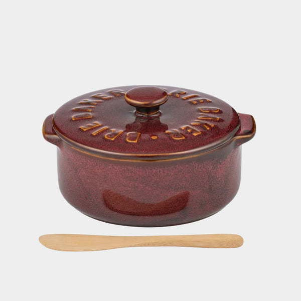 Loire Ceramic Brie Baker - Burgundy