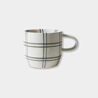 Robert Gordon Hand-Painted Ceramic Mug with green tartan check pattern and sturdy handle