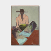 Oak Framed Marcia Priestley 'Chaps Verdigris' canvas print - 59x84cm - store pick up only