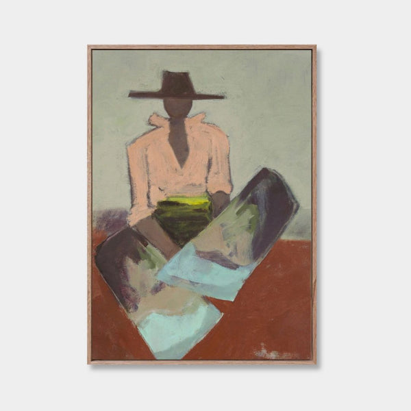 Oak Framed Marcia Priestley 'Chaps Verdigris' canvas print - 59x84cm - store pick up only