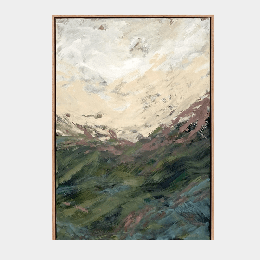 Prudence De Marchi ARCADIA fine art canvas print "Finding The Way" with abstract landscape in earthy tones and soft pastels on high-quality canvas