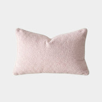 norsu Studio Cushion blush boucle with white leather piping handcrafted in Melbourne in various sizes