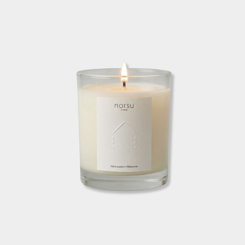 Norsu Cabin x Grace and James Candle with Scandinavian design and natural essential oils in eco-friendly packaging