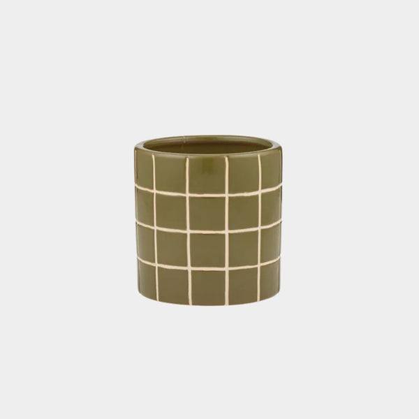 Boyd Ceramic Tile Pot - Olive