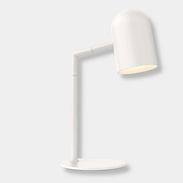 Pia Task Lamp white modern desk lamp with architectural design and cordline switch