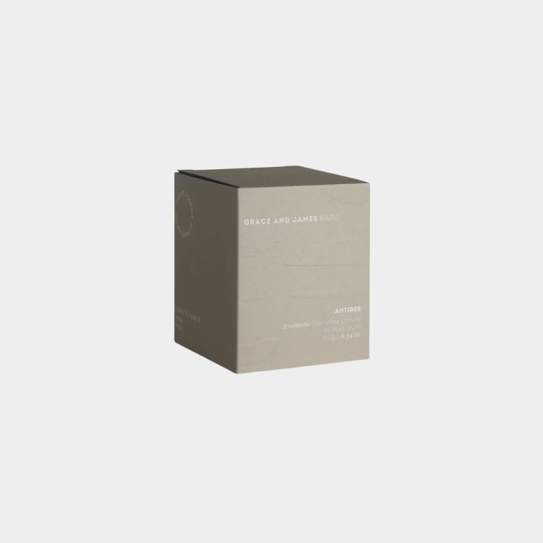 Grace and James Alhambra scented soy wax candle with black fig, guava, and amber fragrance