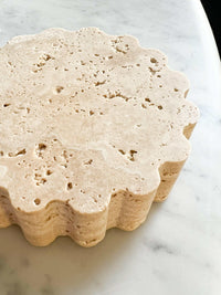 norsuHOME Candle Coaster handmade travertine stone round coaster 9cm diameter