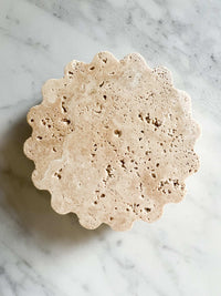 norsuHOME Candle Coaster handmade travertine stone round coaster 9cm diameter