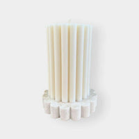norsuHOME Candle Coaster made of natural travertine stone, 9cm diameter, 2.5cm height
