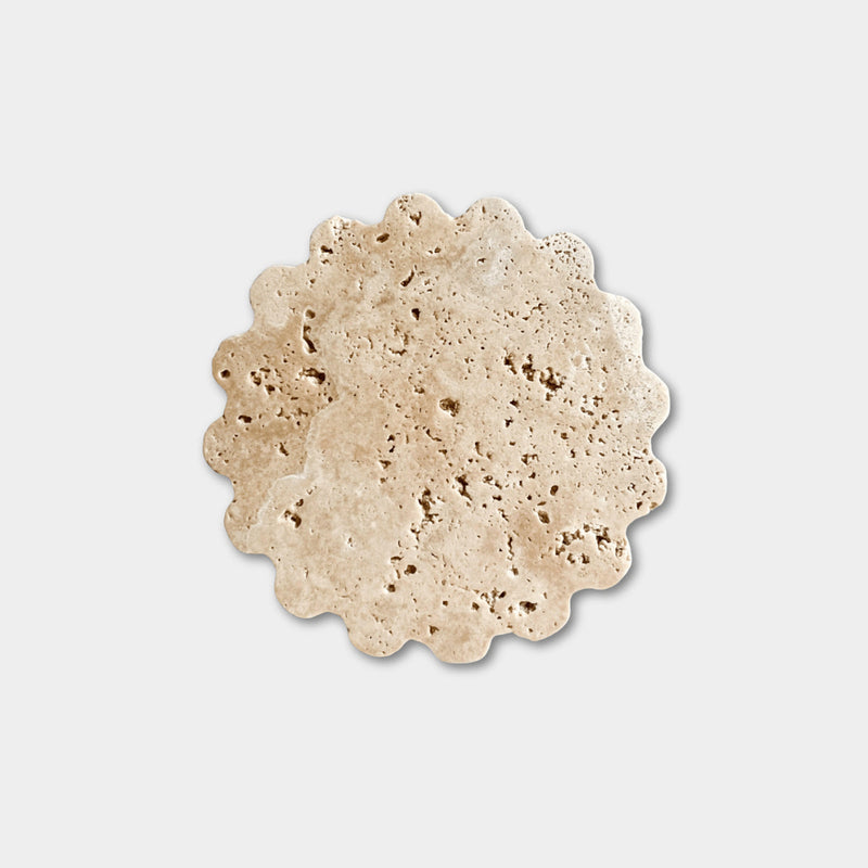 norsuHOME Candle Coaster made of natural travertine stone, 9cm diameter, 2.5cm height