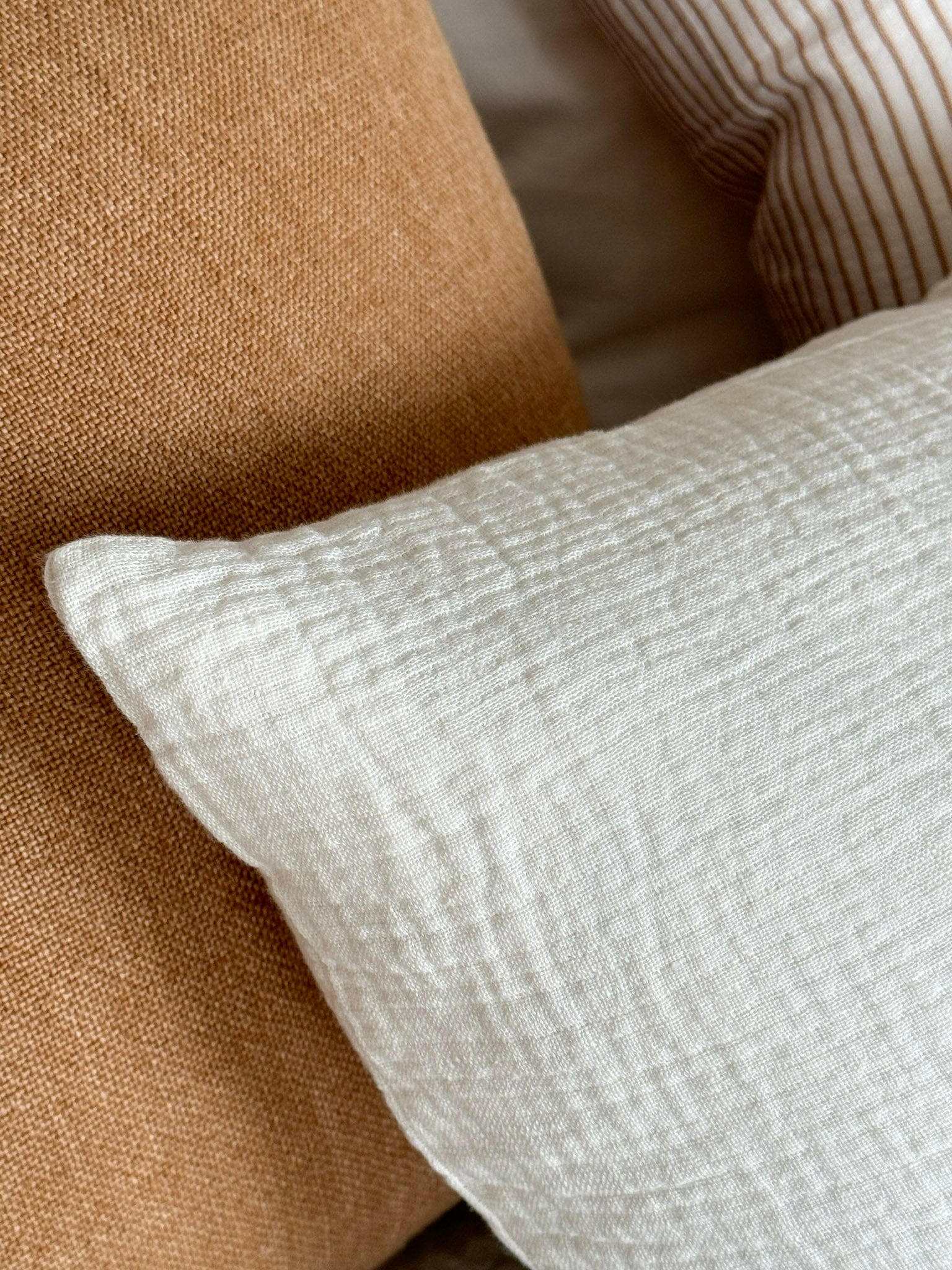 L&M Ava Pure Linen Cushion, Chalk, 55 x 55cm