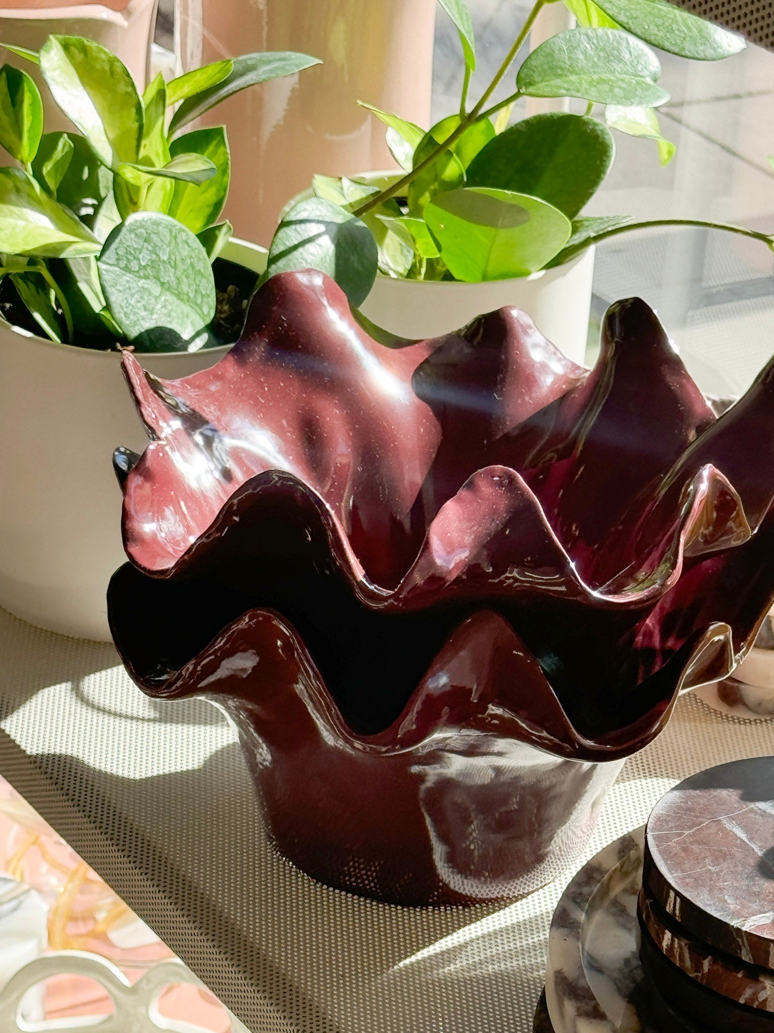 norsu STUDIO Living Sculptural Ceramic Bowl – Burgundy (Almost Perfect)