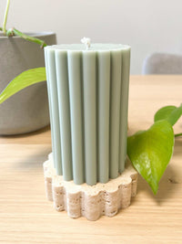 norsuHOME Candle Coaster made of natural travertine stone, handcrafted, 9cm diameter, 2.5cm height