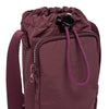 Base Supply Bottle Sling Burgundy waterproof compact crossbody bag with drawstring top and front zipped pocket