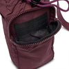 Base Supply Bottle Sling crossbody bag in burgundy with waterproof soft fabric and zippered pocket.