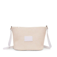 Base Supply Panier crossbody bag in chalk with woven texture and adjustable strap