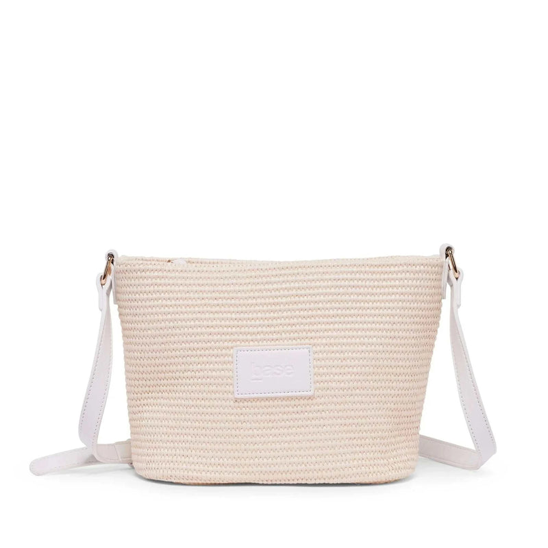 Base Supply Panier crossbody bag in chalk with woven texture and adjustable strap