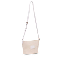 Base Supply Panier woven straw crossbody bag in chalk with adjustable strap and zip-top closure