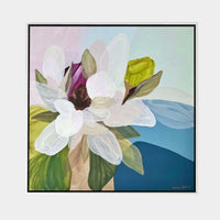 Magnolia in White in black stained timber frame