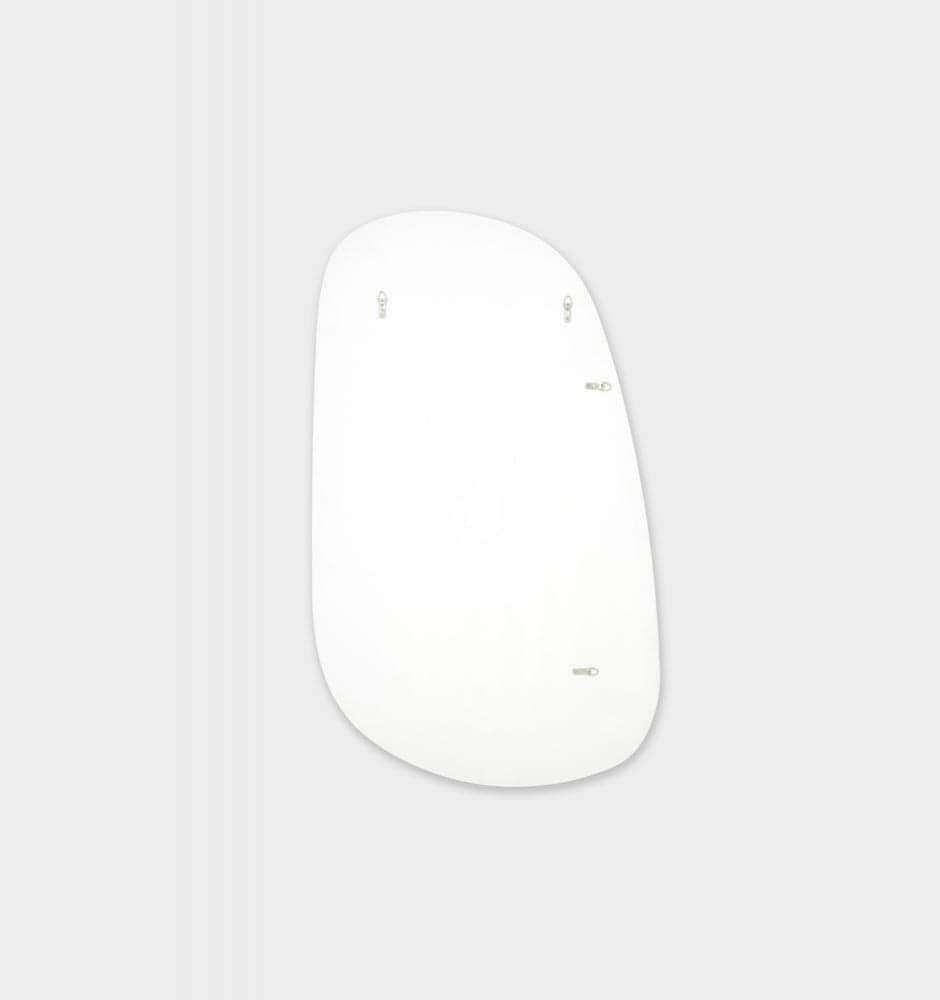 Middle of Nowhere Pebble Mirror in bright white, organic shape, 90 x 150 cm, modern and versatile design.