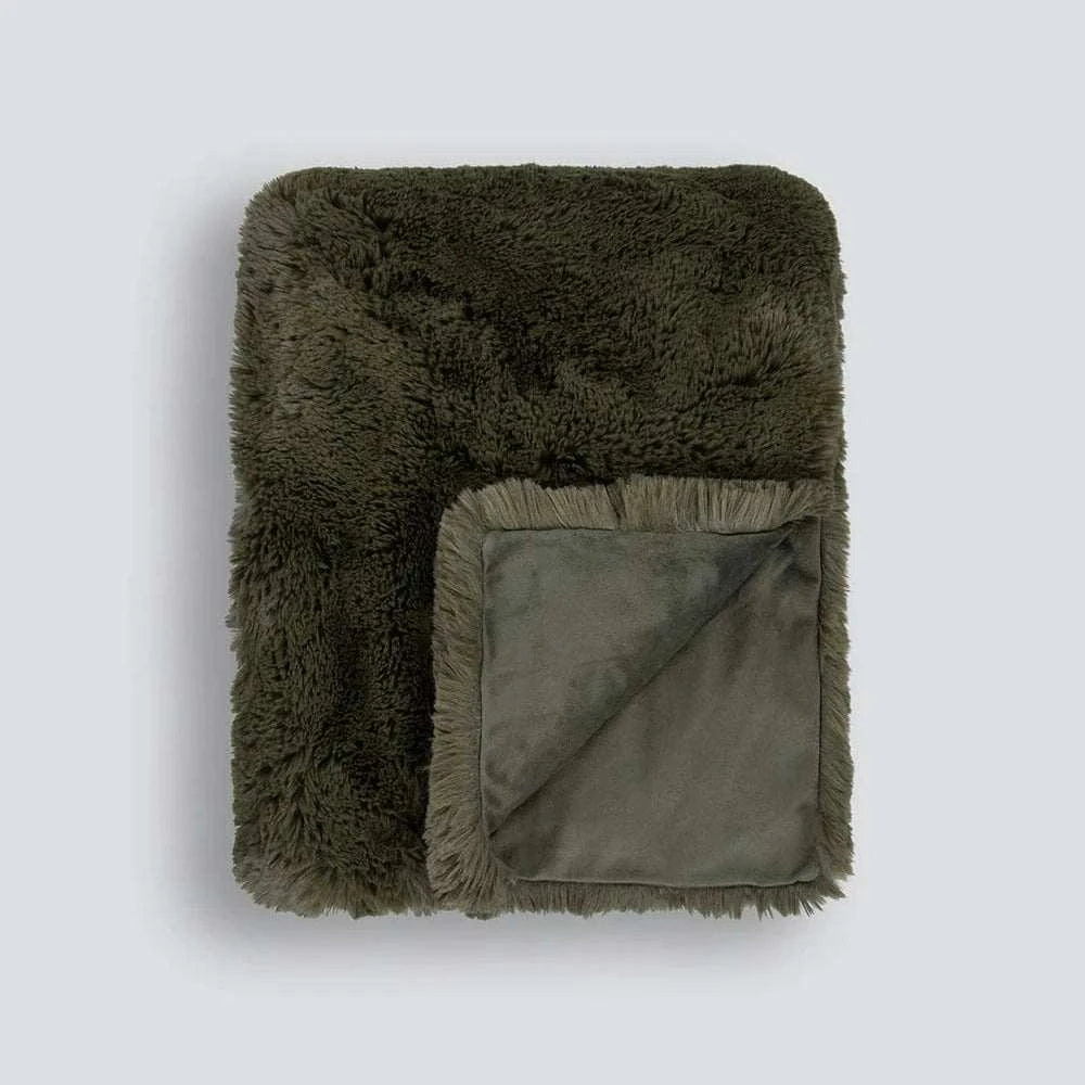 Baya Blankets & Throws Pelage Faux Fur Throw - Olive