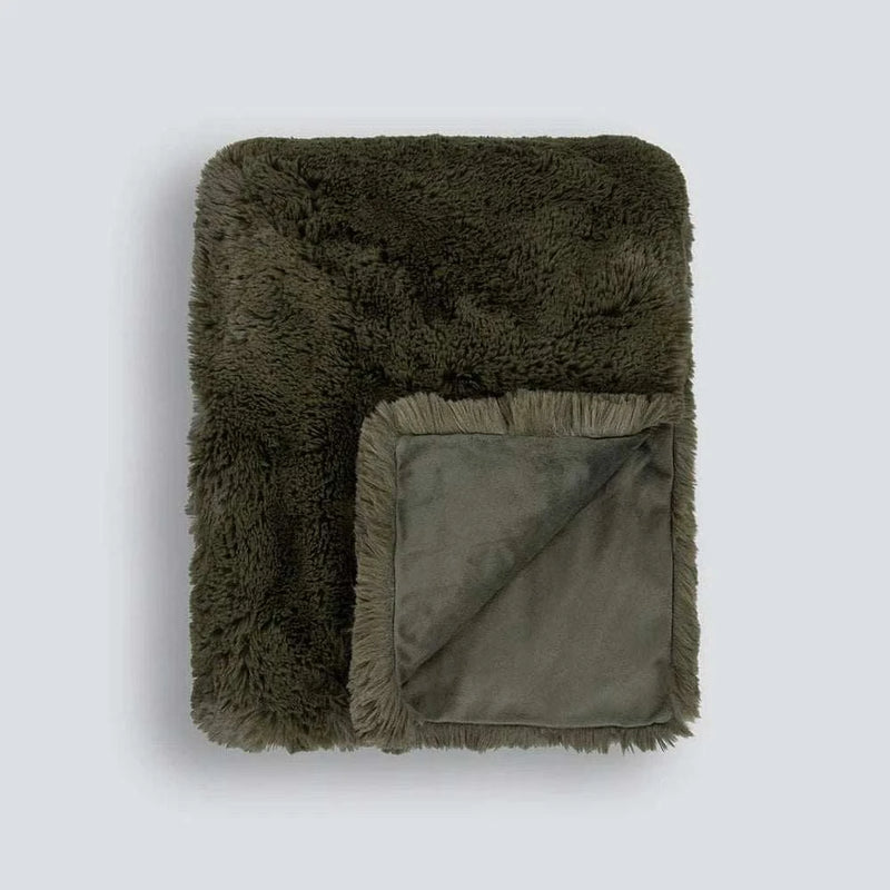 Baya Blankets & Throws Pelage Faux Fur Throw - Olive