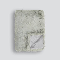Pelage Faux Fur Throw in seafoam with dense, soft 30mm pile and faux suede backing